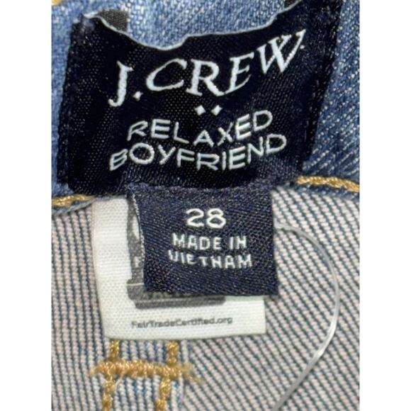 J Crew Relaxed Boyfriend Jeans Women’s Waist Size 28 Distressed Cuffed Stretch - Picture 5 of 16